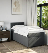 Boxspringbett mit Matratze Dunkelgrau 80x200 cm Stoff