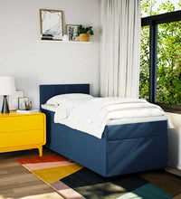 Boxspringbett mit Matratze Blau 80x200 cm Stoff