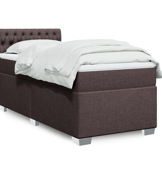 Boxspringbett mit Matratze Dunkelbraun 80x200 cm Stoff