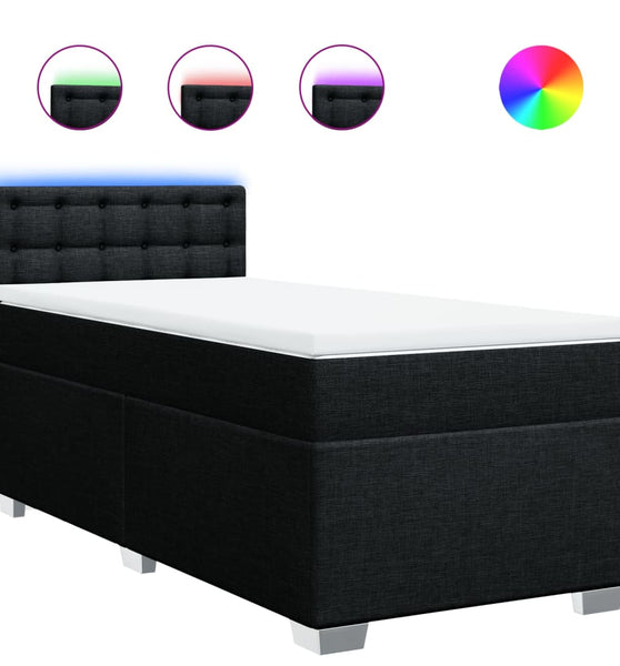 Boxspringbett mit Matratze Schwarz 80x200 cm Stoff