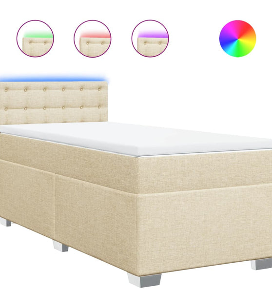 Boxspringbett mit Matratze Creme 80x200 cm Stoff