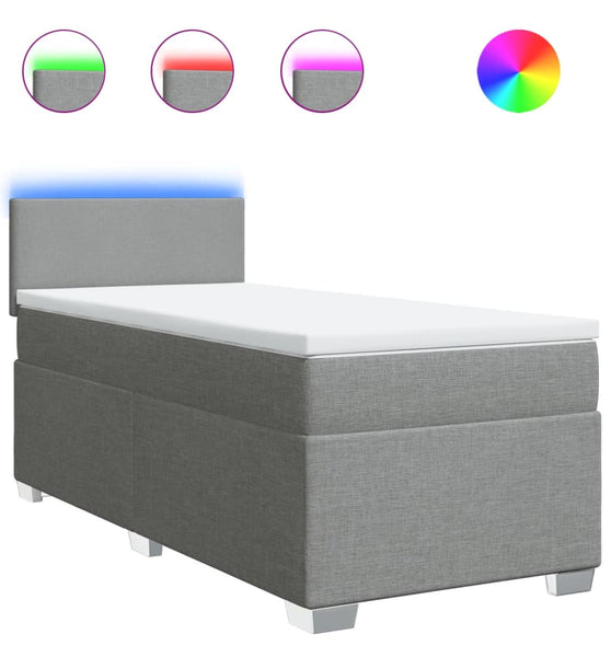 Boxspringbett mit Matratze Hellgrau 90x190 cm Stoff