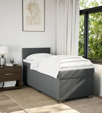 Boxspringbett mit Matratze Dunkelgrau 90x190 cm Stoff