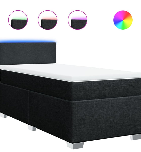 Boxspringbett mit Matratze Schwarz 90x190 cm Stoff