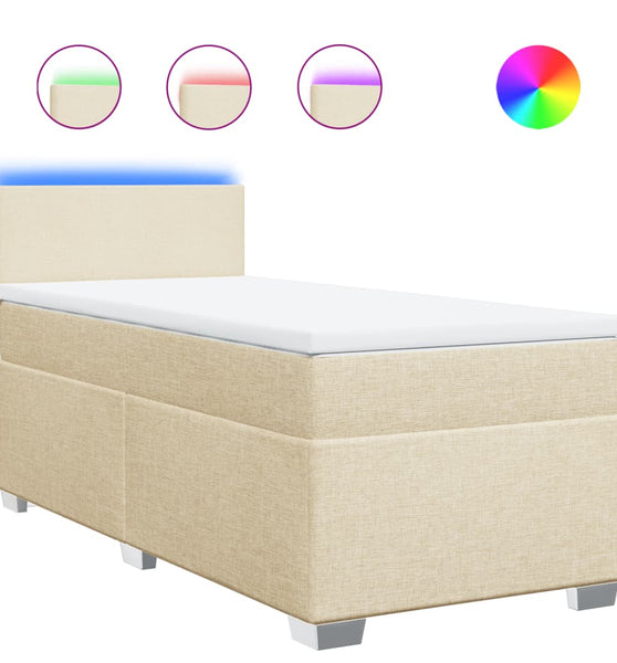 Boxspringbett mit Matratze Creme 90x190 cm Stoff