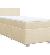 Boxspringbett mit Matratze Creme 90x190 cm Stoff