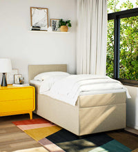 Boxspringbett mit Matratze Creme 90x190 cm Stoff