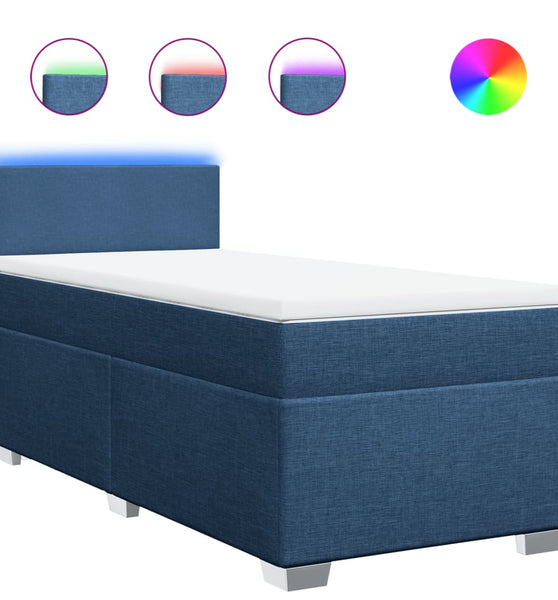 Boxspringbett mit Matratze Blau 90x190 cm Stoff