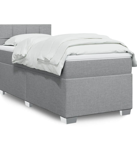 Boxspringbett mit Matratze Hellgrau 90x190 cm Stoff