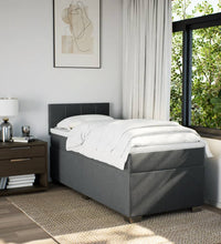 Boxspringbett mit Matratze Dunkelgrau 90x190 cm Stoff