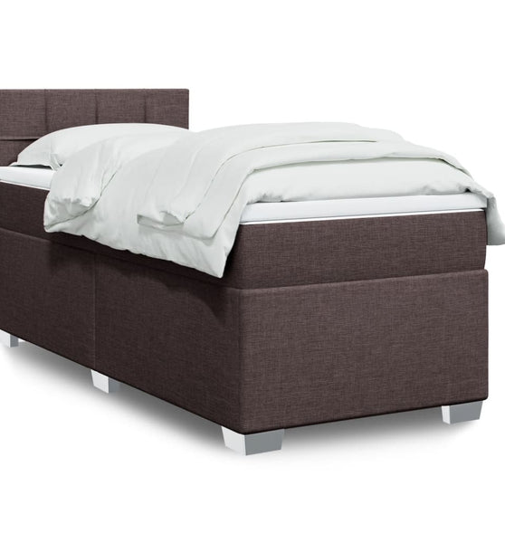 Boxspringbett mit Matratze Dunkelbraun 90x190 cm Stoff