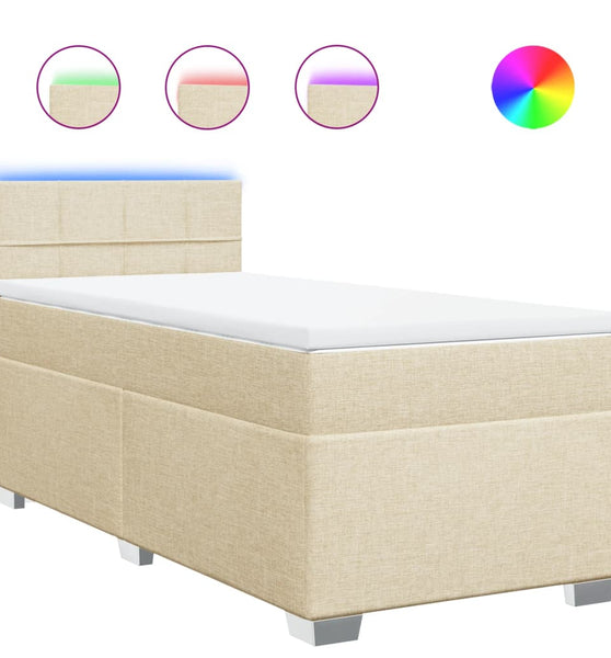 Boxspringbett mit Matratze Creme 90x190 cm Stoff