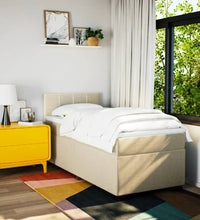 Boxspringbett mit Matratze Creme 90x190 cm Stoff
