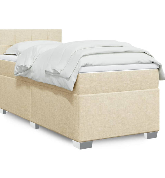Boxspringbett mit Matratze Creme 90x190 cm Stoff