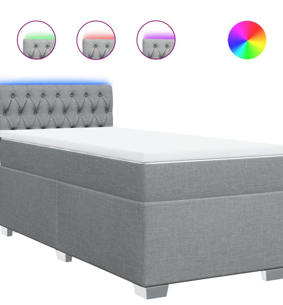 Boxspringbett mit Matratze Hellgrau 90x190 cm Stoff