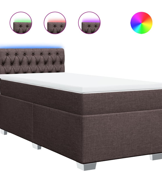 Boxspringbett mit Matratze Dunkelbraun 90x190 cm Stoff