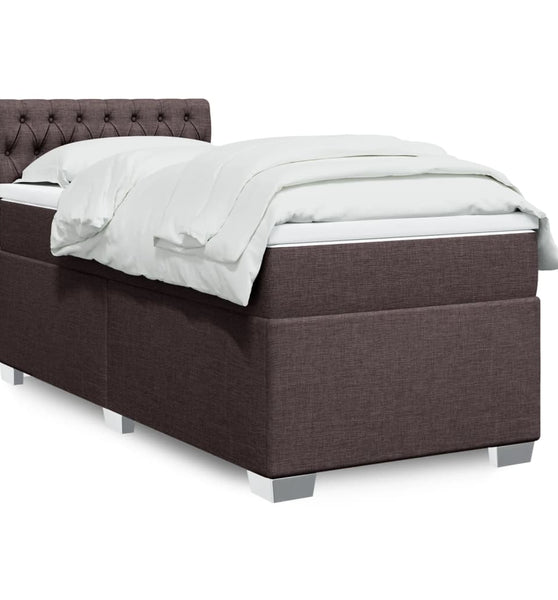Boxspringbett mit Matratze Dunkelbraun 90x190 cm Stoff