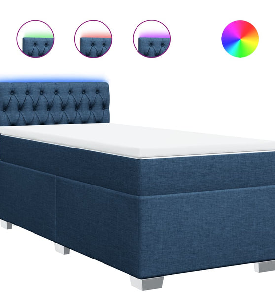 Boxspringbett mit Matratze Blau 90x190 cm Stoff