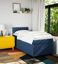 Boxspringbett mit Matratze Blau 90x190 cm Stoff