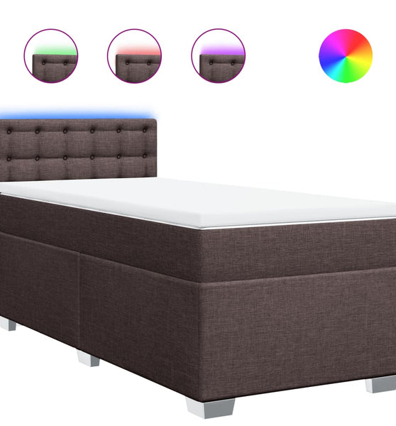 Boxspringbett mit Matratze Dunkelbraun 90x190 cm Stoff