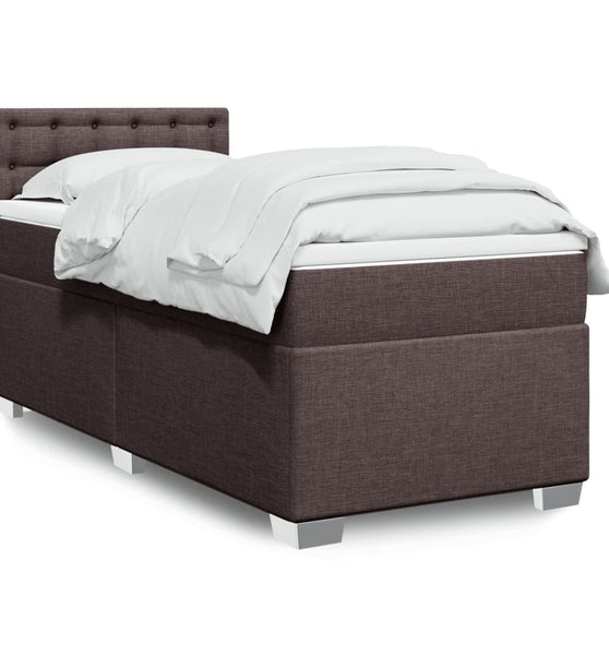 Boxspringbett mit Matratze Dunkelbraun 90x190 cm Stoff