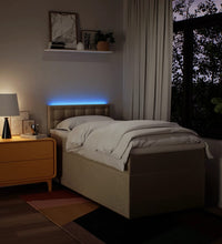 Boxspringbett mit Matratze Creme 90x190 cm Stoff