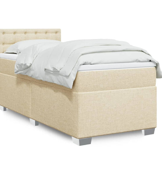 Boxspringbett mit Matratze Creme 90x190 cm Stoff