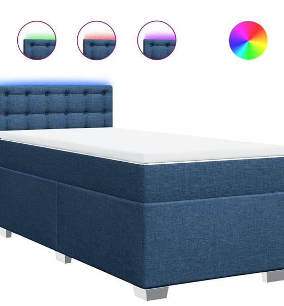 Boxspringbett mit Matratze Blau 90x190 cm Stoff