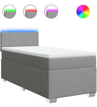 Boxspringbett mit Matratze Hellgrau 90x200 cm Stoff