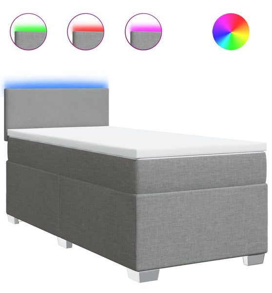 Boxspringbett mit Matratze Hellgrau 90x200 cm Stoff
