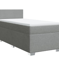 Boxspringbett mit Matratze Hellgrau 90x200 cm Stoff