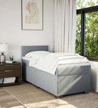 Boxspringbett mit Matratze Hellgrau 90x200 cm Stoff