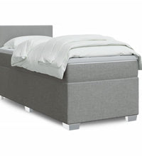 Boxspringbett mit Matratze Hellgrau 90x200 cm Stoff