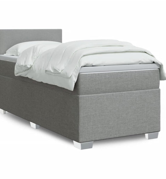 Boxspringbett mit Matratze Hellgrau 90x200 cm Stoff