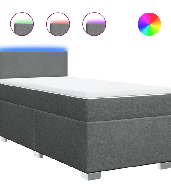 Boxspringbett mit Matratze Dunkelgrau 90x200 cm Stoff