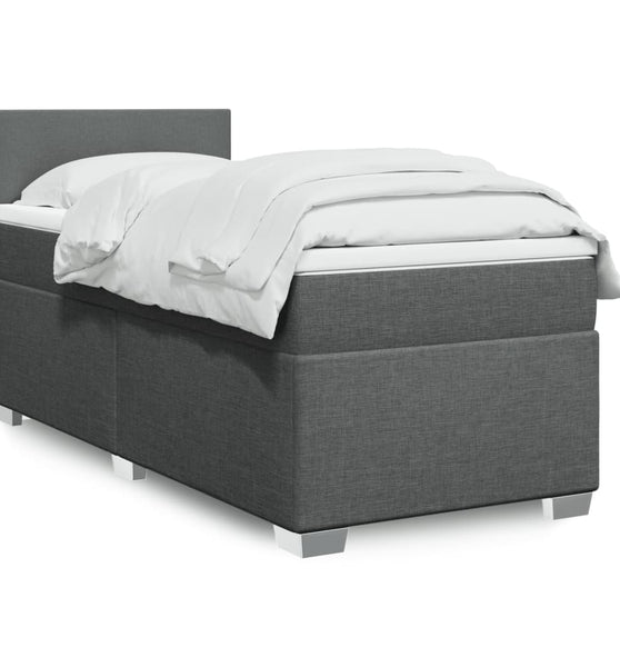 Boxspringbett mit Matratze Dunkelgrau 90x200 cm Stoff