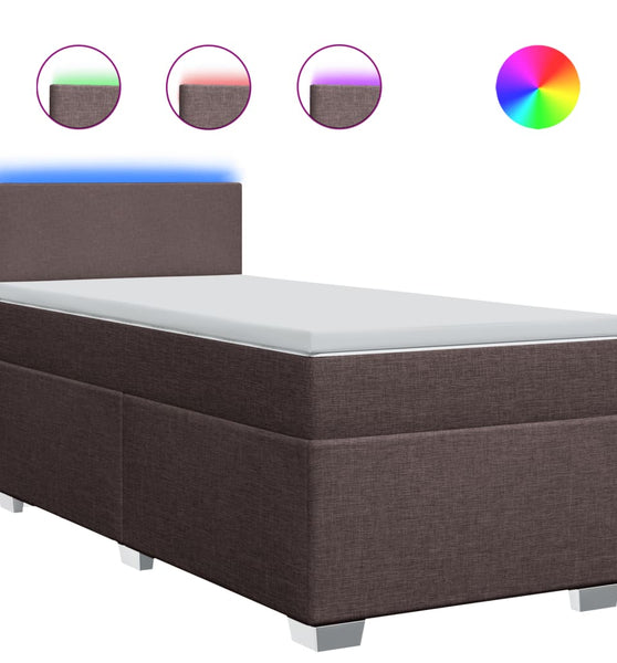 Boxspringbett mit Matratze Dunkelbraun 90x200 cm Stoff