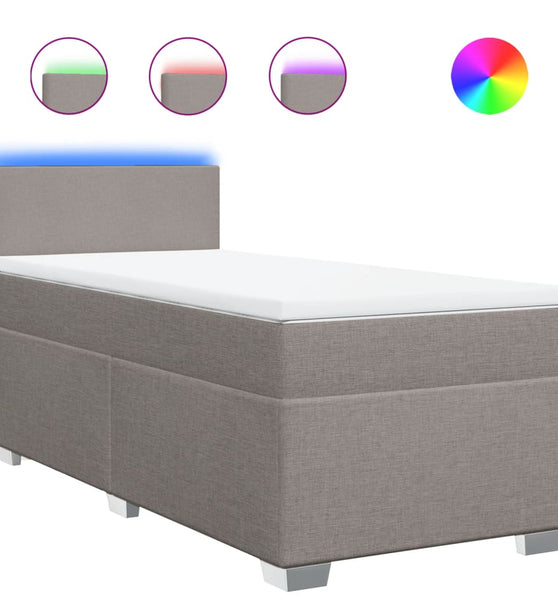 Boxspringbett mit Matratze Taupe 90x200 cm Stoff