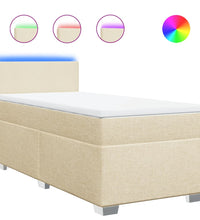 Boxspringbett mit Matratze Creme 90x200 cm Stoff