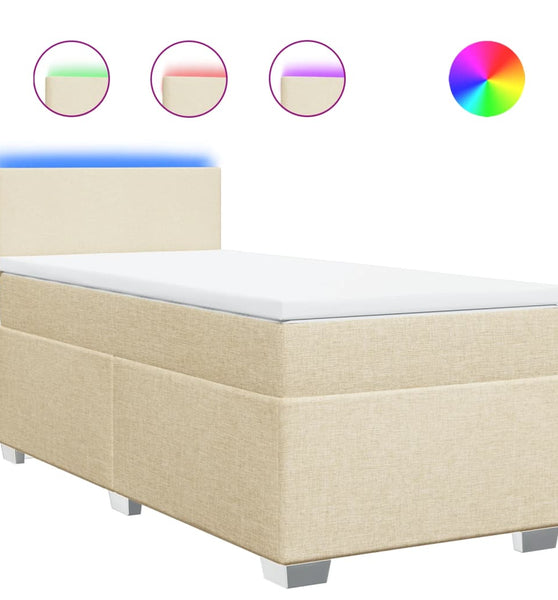 Boxspringbett mit Matratze Creme 90x200 cm Stoff
