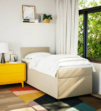 Boxspringbett mit Matratze Creme 90x200 cm Stoff