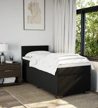 Boxspringbett mit Matratze Schwarz 90x200 cm Stoff