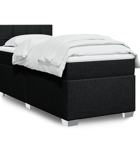 Boxspringbett mit Matratze Schwarz 90x200 cm Stoff