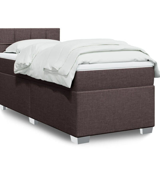 Boxspringbett mit Matratze Dunkelbraun 90x200 cm Stoff