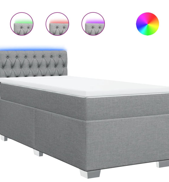 Boxspringbett mit Matratze Hellgrau 90x200 cm Stoff