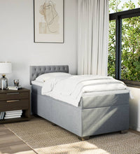 Boxspringbett mit Matratze Hellgrau 90x200 cm Stoff