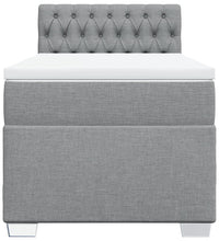 Boxspringbett mit Matratze Hellgrau 90x200 cm Stoff