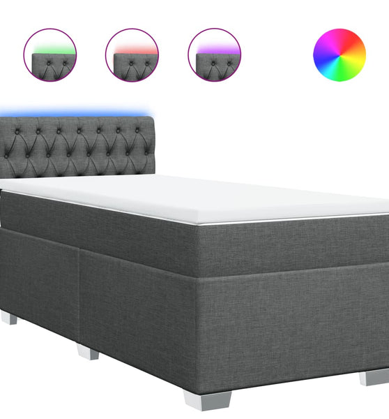 Boxspringbett mit Matratze Dunkelgrau 90x200 cm Stoff