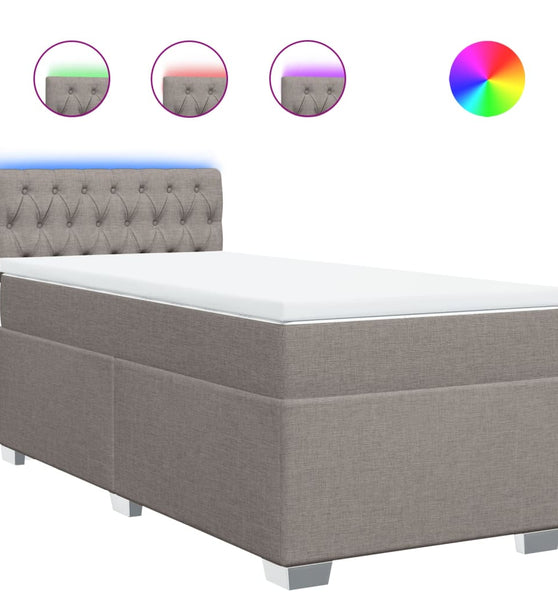 Boxspringbett mit Matratze Taupe 90x200 cm Stoff
