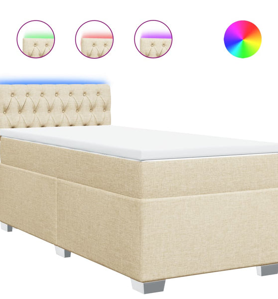 Boxspringbett mit Matratze Creme 90x200 cm Stoff